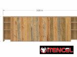 Espaldar de cama en Madera con estantes laterales