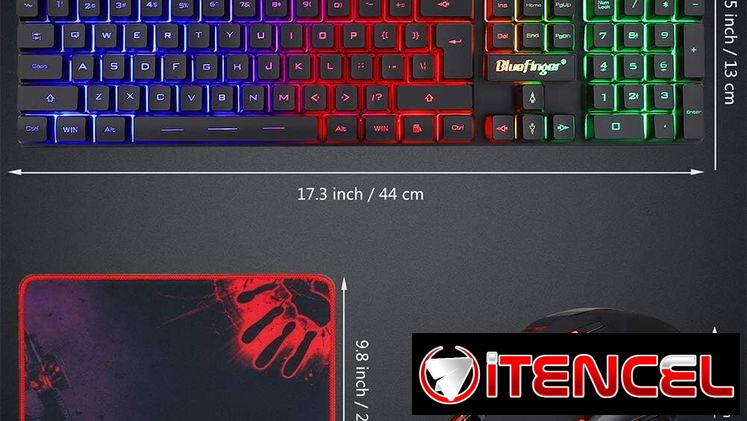 BlueFinger Combo Gamer RGB Teclado Retroiluminado + Mouse Gaming LED + Alfombrilla USB para PC y Laptop