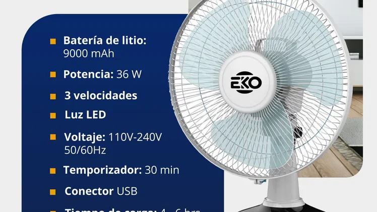 Ventilador recargable 12″ domicilio incluído