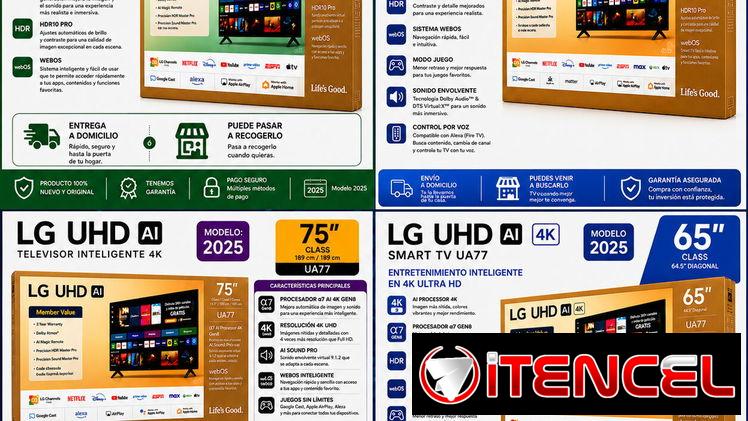 LG de 43” – 75” pulgadas 4K UHD con AI inteligencia artificial y procesador a7Gen8 incorporad ( Modelos :2025 )Smart TV