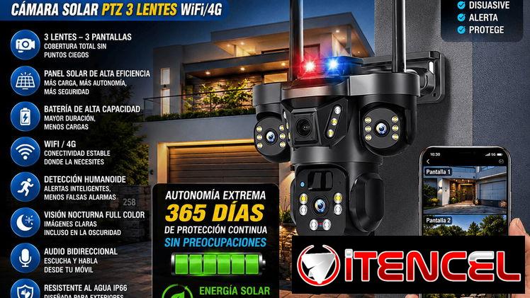 Camara solar d 3 lentes/ 12Mpx/ Wifi