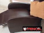 Butaca Reclinable  de 3 posiciones Manual, de vinil Carmelita oscuro,