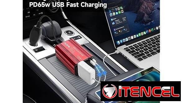 ⚡ Inversor 12V a 110V FSATBTNE 65W Para Carro | Carga Laptop, Teléfono y Más | Compacto y Seguro ⚡ Envío + Garantía