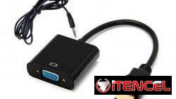 Adaptador HDMI-VGA con salida de audio(HDMI punta Dorada)..Nuevo