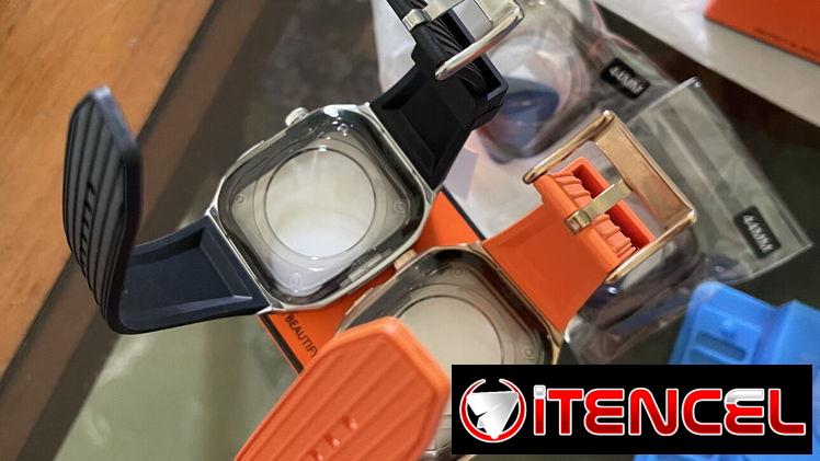 Manilla exclusiva para Apple Watch 44mm (Protector metálico y Correa de silicona) Súper Calidad!!