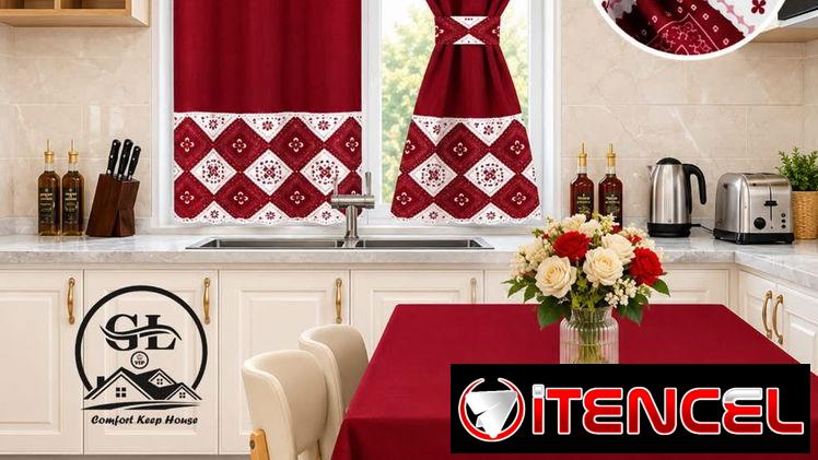 👑Juegos d cocina (excelente calidad) ✨mantel ✨dos alfombras  ✨un juego d cortinas decorativas  💰