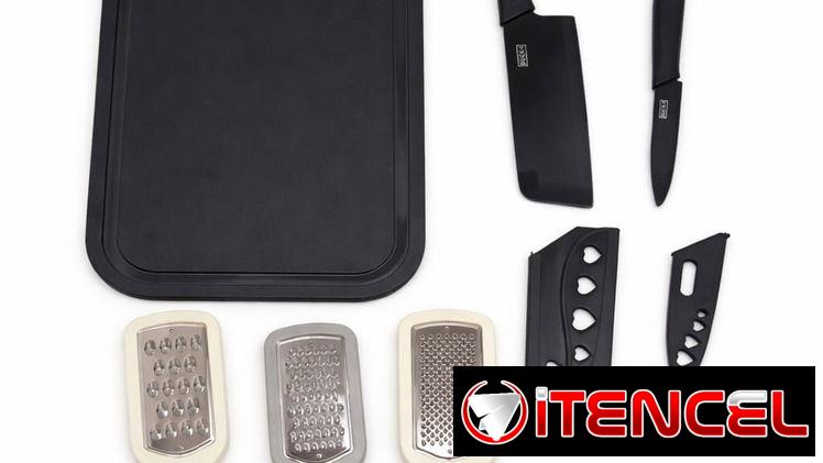 Set de cocina multifuncional/ tabla de cortar/ cuchillos/ ralladores/ cuchillo con fundas