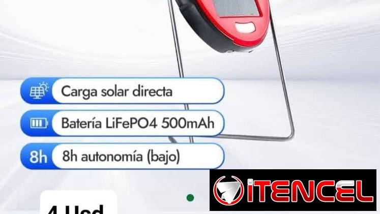 LAMPARA SOLAR NUEVA CARGA SOLAR DIRECTA CON BATERIA  LifePO4 de 500 MAH FUNCIONA ENTRE 4 Y 8 HORAS EN 4 USD EN PLAYA