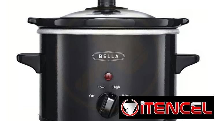 Olla eléctrica de cocción lenta Bella de 1.4 litros, olla interior de cerámica extraíble, temperatura ajustable