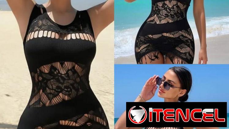 Vestido negro para usar sobre el bikini