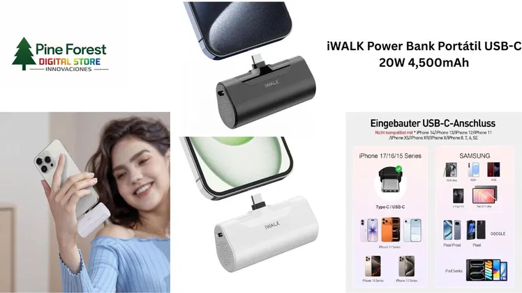 * iWALK Power Bank Portátil USB-C 20W 4,500mAh