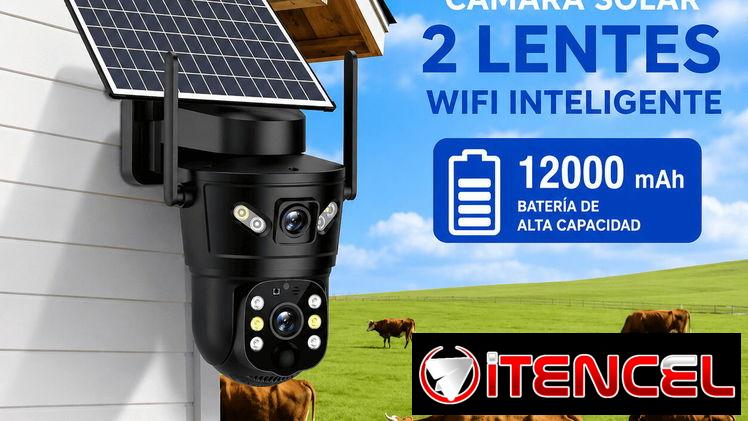 Cámara de vigilancia 2 lentes/8Mp/Wifi/ Solar/ recargable