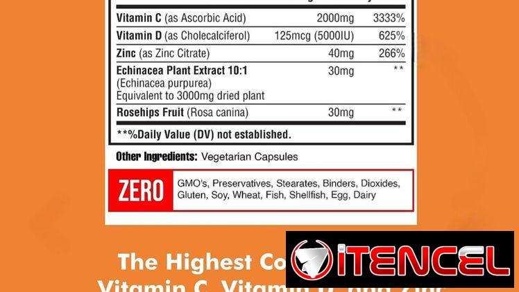 3 en 1/ Vitamina C 2000mg, Zn 40mg, D3 5000UI