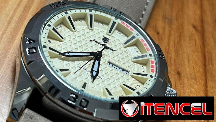 Reloj para hombre, pulsera de cuero ,esfera amarilla, de  cuarzo, elegante, ideal para trabajo, regalo.