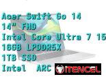 LAPTOP 🎁NUEVA🎁📦CAJA, Acer Swift Go 14 (SFG14-73T-75FA), 14″ Tactil, Intel Core Ultra 7 155H, 16GB DDR5, 1TB