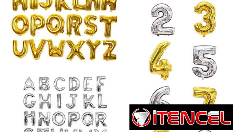 Globos de números y letras diferentes pulgadas
