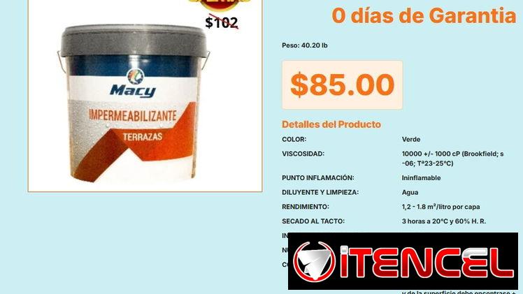 Macy Verde 15 Litros Pintura Impermeabilizante, Macy 15L Impermeabilizante Terraza Color Verde VPT#-0532
