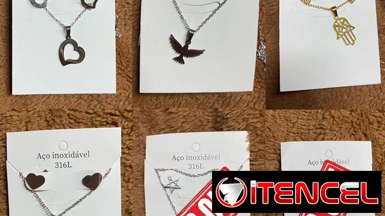 Juego de collar y aretes de acero inoxidable