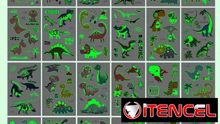 Tatuajes temporales de dinosaurios luminosos | Con garantía | videojuegoshabana.com