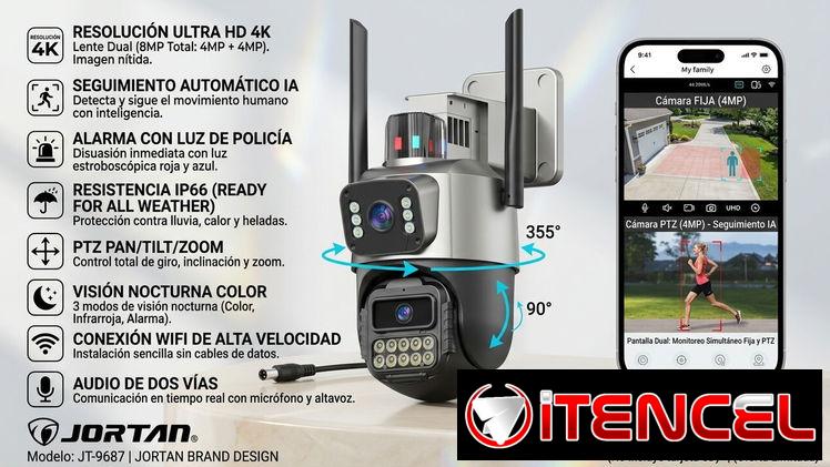 Camara alta definición doble lente 4k visión nocturna