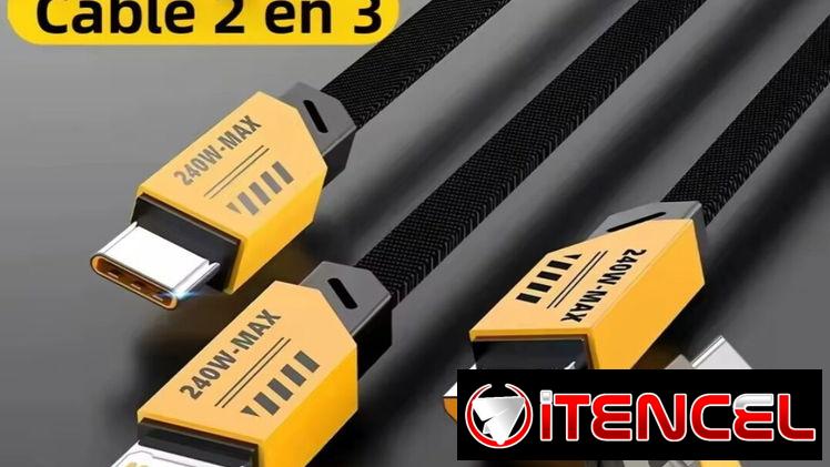 Cable USB, 3 en 1/ longitud 1.2m/ alta velocidad