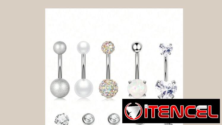 Piercing de ombligo plateados y dorados. Acero inoxidable