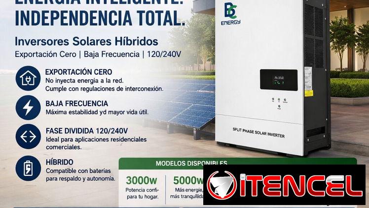 Inversores Solares Híbridos con exportación cero, baja frecuencia y fase dividida 120/240V