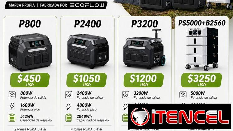 Estaciones de energía ecoflow delta 2, delta pro, Gnercell y Marsriva