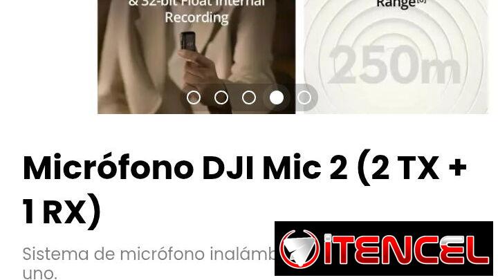 Micrófono DJI Mic 2 (2 TX + 1 RX). Incluye 2 transmisores, 1 receptor y estuche de carga inteligente.