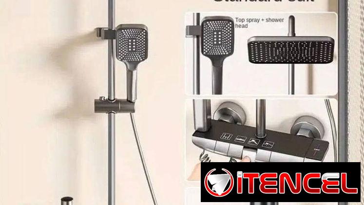 Duchas cuatro tiro de acero inoxidable termostatico con indicador de temperatura digitl y luces Led