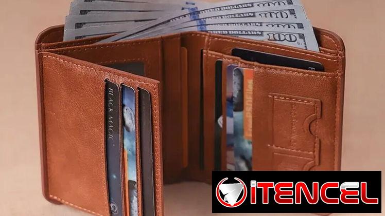 Billetera en cuero genuino/ampli capacidad