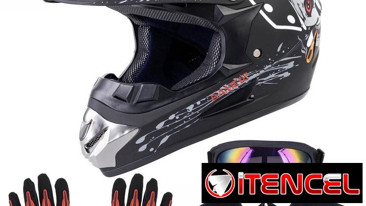 Oumurs DOT Casco de Moto ATV Unisex Adulto Negro