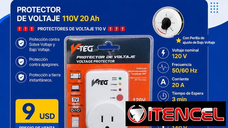 Protector de Voltaje, 120V 20amp. Refrigeración, equipos de música, Tv, computadoras