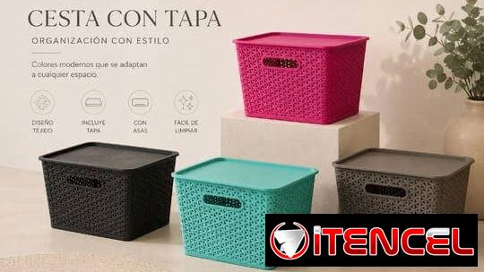 Artículos del hogar y esta Cesta Organizadora con Tapa. Precio: 14 usd. Lee y 📞 56249037