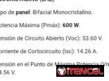 Vendo un panel de 600W a 170 USD