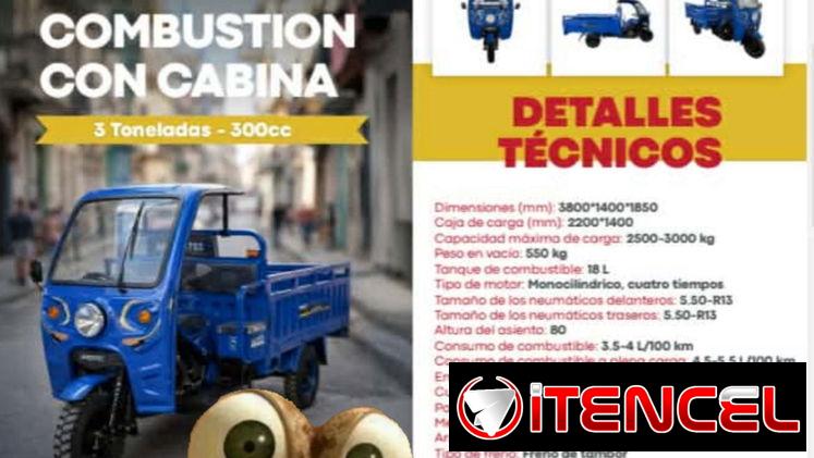 Triciclo de combustión con cabina es de 7 toneladas