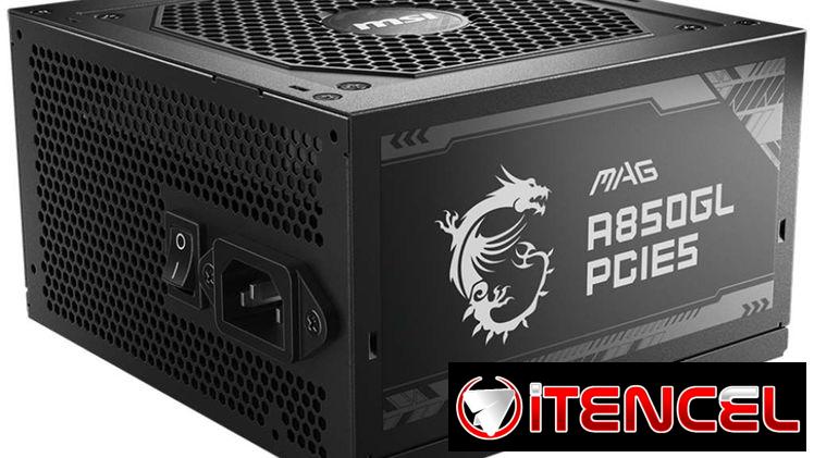 Fuente marca MSI modelo MAG A850GL PCIE5 (850W/70.5A) 80+ Oro, Full Modular NUEVA en su caja