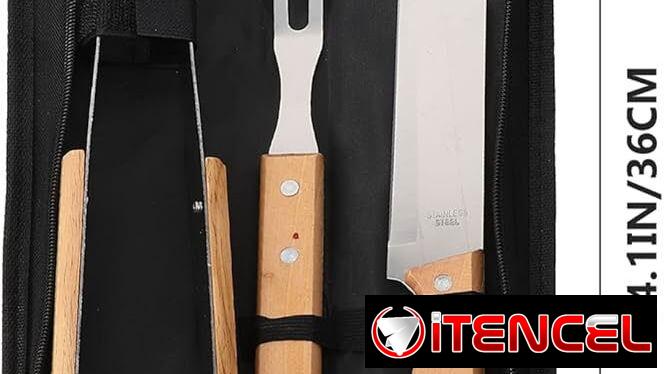 💜Set de BBQ Juegos de accesorios con cortador, barbacoa portátil, bolsa para asar a la parrilla, herramientas de carne