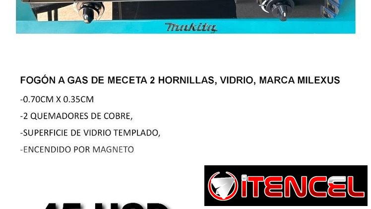 Fogon de gas 2 hornillas para meseta MILEXUS