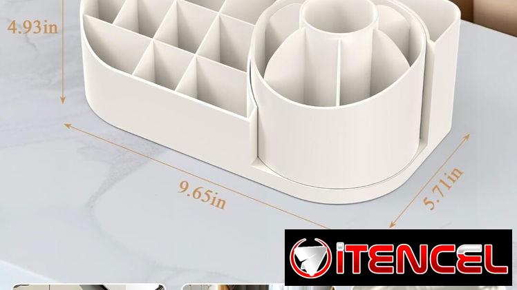 Organizador para cosmeticos, blanco y rosa