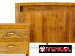 Espaldar de cama con gavetero de madera Pinotea