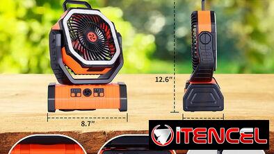 Ventilador Recargable F6 20000 mAh Con Linterna LED, 20000 mAh de Oscilación Automática con Batería con Control Remoto/