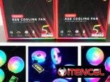 COOLMOON SET DE 5 VENTILADORES ARGB CON SU MANDO REMOTO, NUEVOS