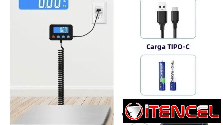 Báscula Comercial Digital 200 Kg Con Lcd. Batería Recargable. Ideal Para Negocios, plataforma de 23.5×29.5cm.