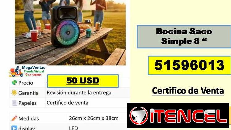 MV-613-Bocina Saco Simple 8 pulgadas…..50 USD…51596013…transporte costo adicional