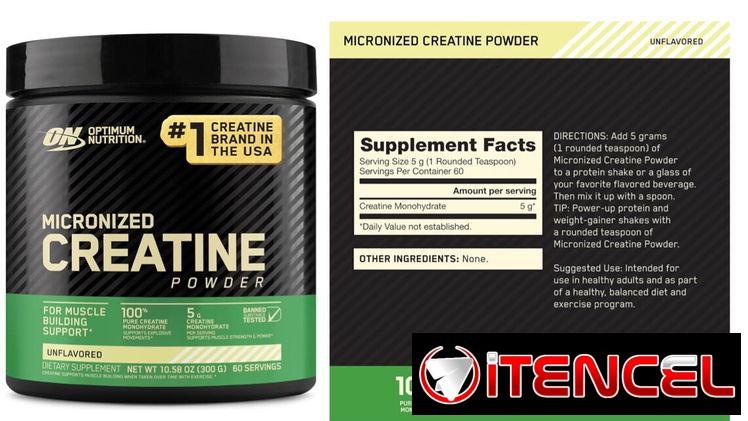 Creatina monohidratada optimun nutrition 60 servicios