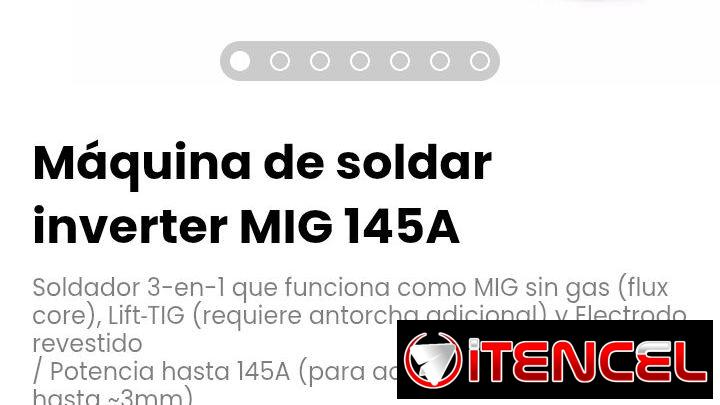 Máquina de soldar inverter MIG 145A. / Pantalla digital con ajuste de corriente y velocidad de hilo