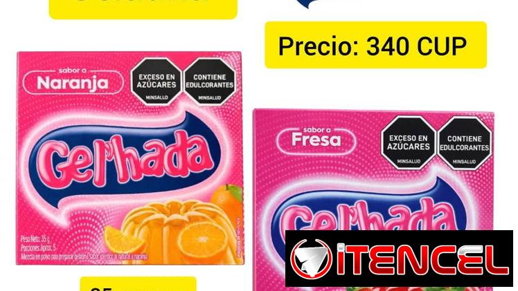 Gelatina , sabores naranja y fresa de 35 gramos