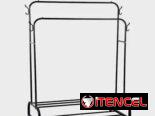 Perchero organizador de ropa y calzado. Mide 110x57x157 cms