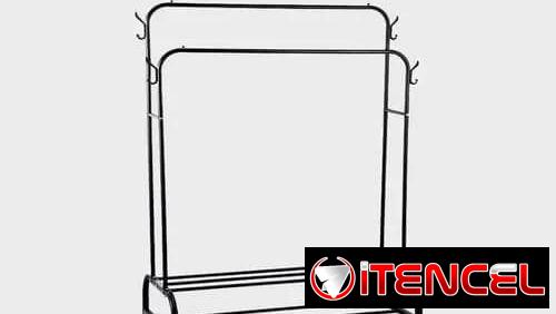 Perchero organizador de ropa y calzado. Mide 110x57x157 cms